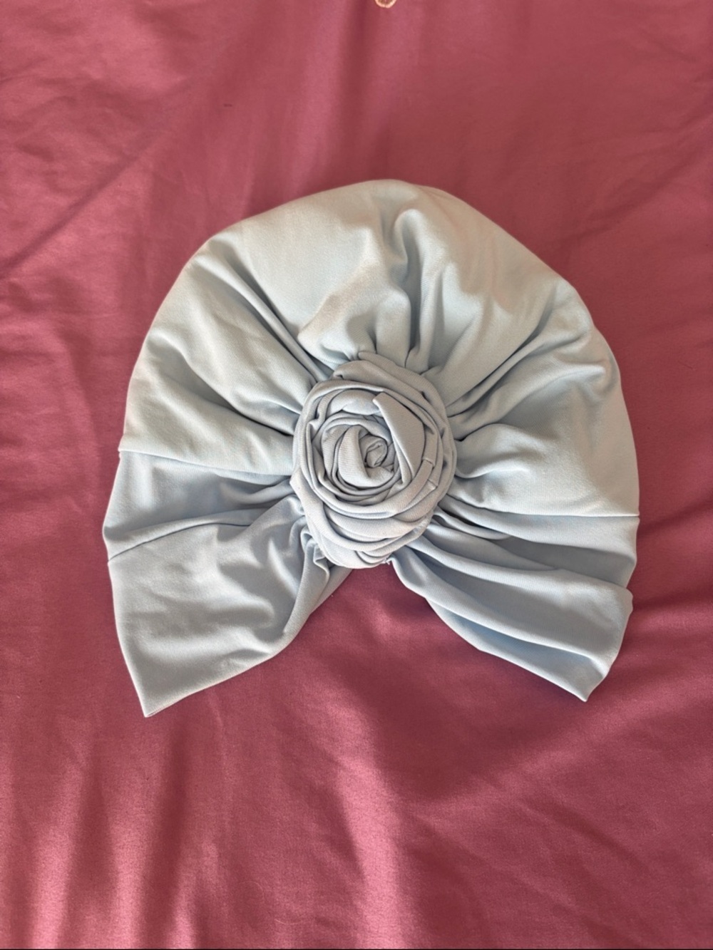 Light Blue Floral Turban Headwrap